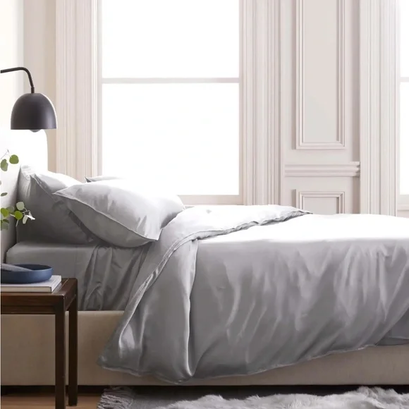 QUINCE Bamboo Duvet Cover Full Queen Light Gray